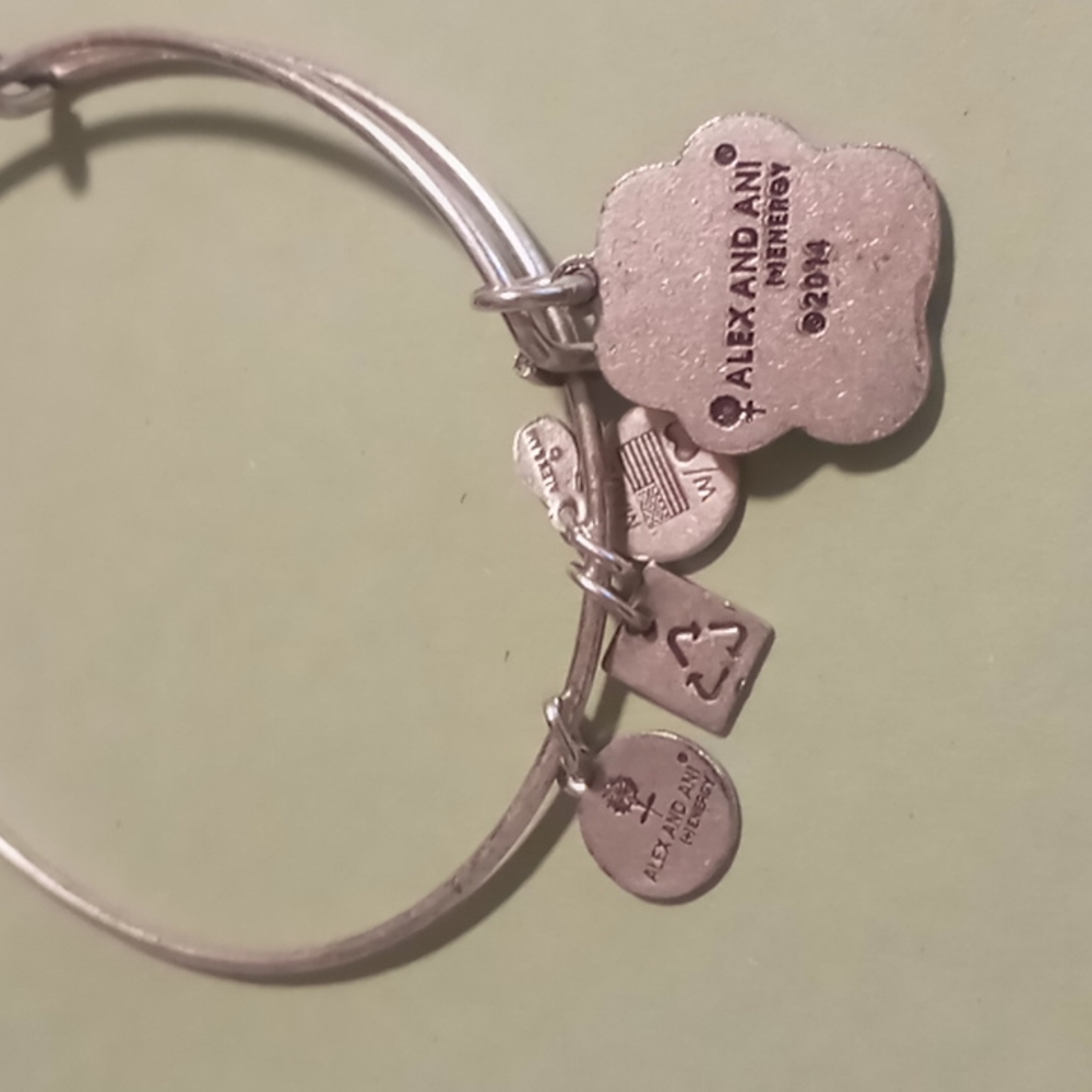 Alex and Ani ASPCA support puppy paw charm bangle bracelet in silver. - Picture 3 of 4